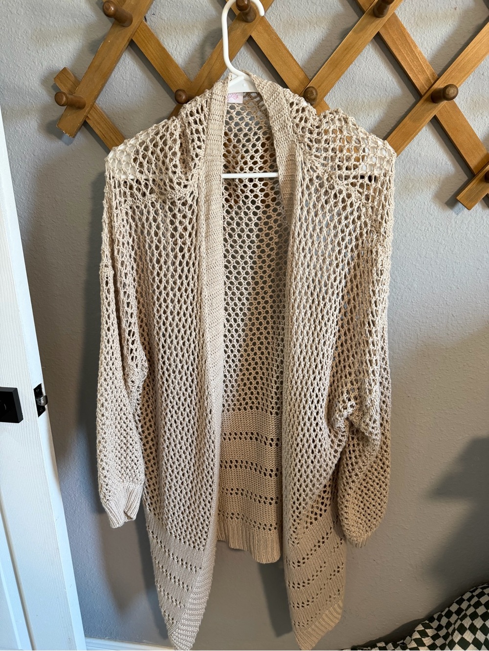 Pink Lily Open-Knit Cream Women’s Cardigan Sweater